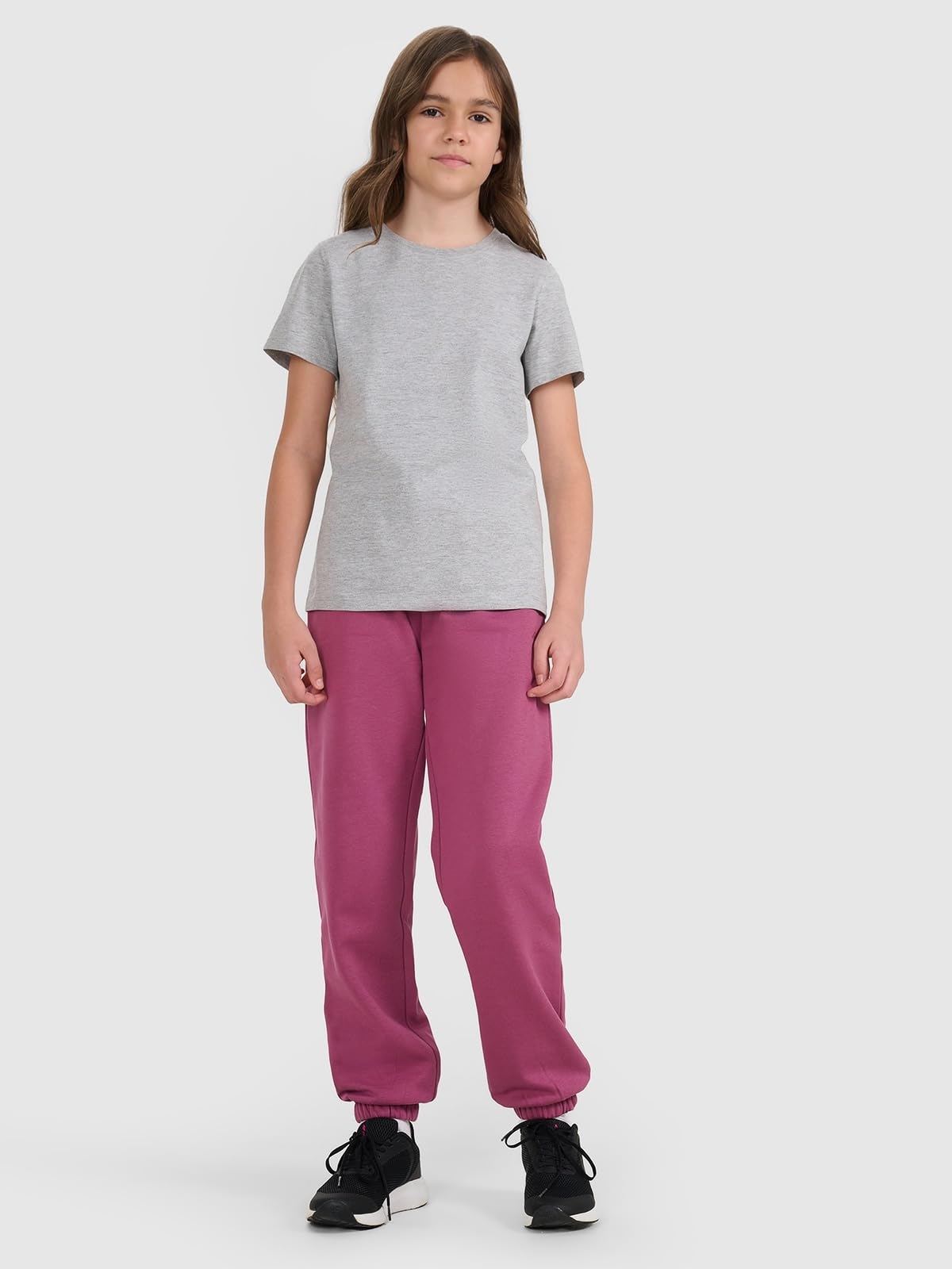 4F T-shirt regular gładki dziewczęcy