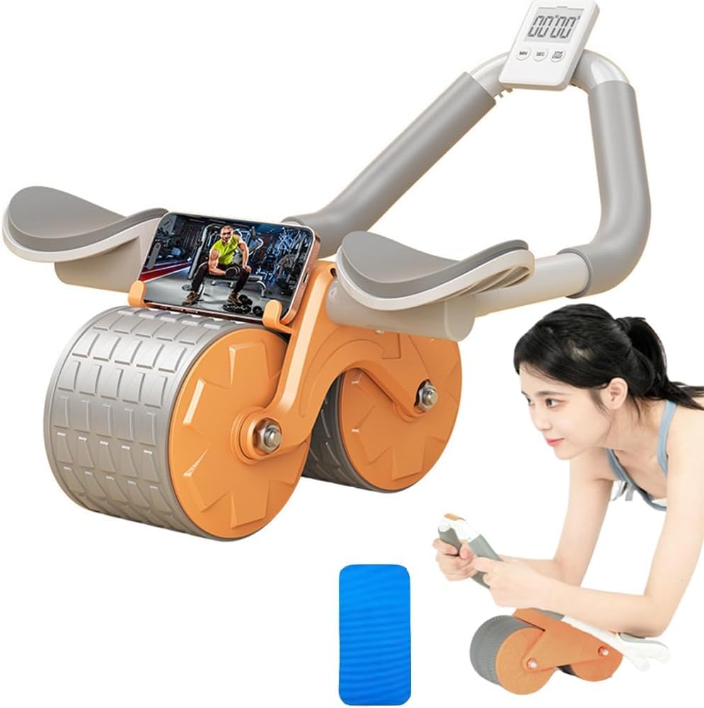 Riveira Abdominal Roller, Abdominal Roller AB Wheel Roller, Automatic Rebound Aabdominal Wheel, Double Wheel Abdominal Roller with Knee Pad Mat for Exercises, Abdominal Muscles, Core Workouts-image-14