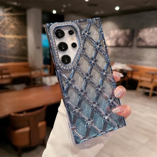 Coque Samsung S24 FE bleu silicone paillettes pour éviter rayures et chutes
