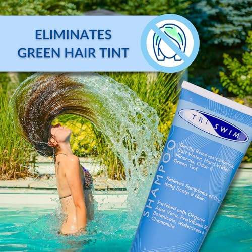 TRISWIM Chlorine Removal Hair Care Bundle | After Swim Blue Shampoo and Conditioner Set | Anti-Chlorine Hair Treatment For Swimmers | Removes Green Tint | Vegan & Cruelty Free (251+250ml) - Image 6