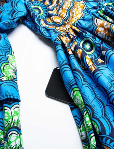 Image of Women's African Ruffle Long Sleeve Dress Ankara Print Maxi Dresses
