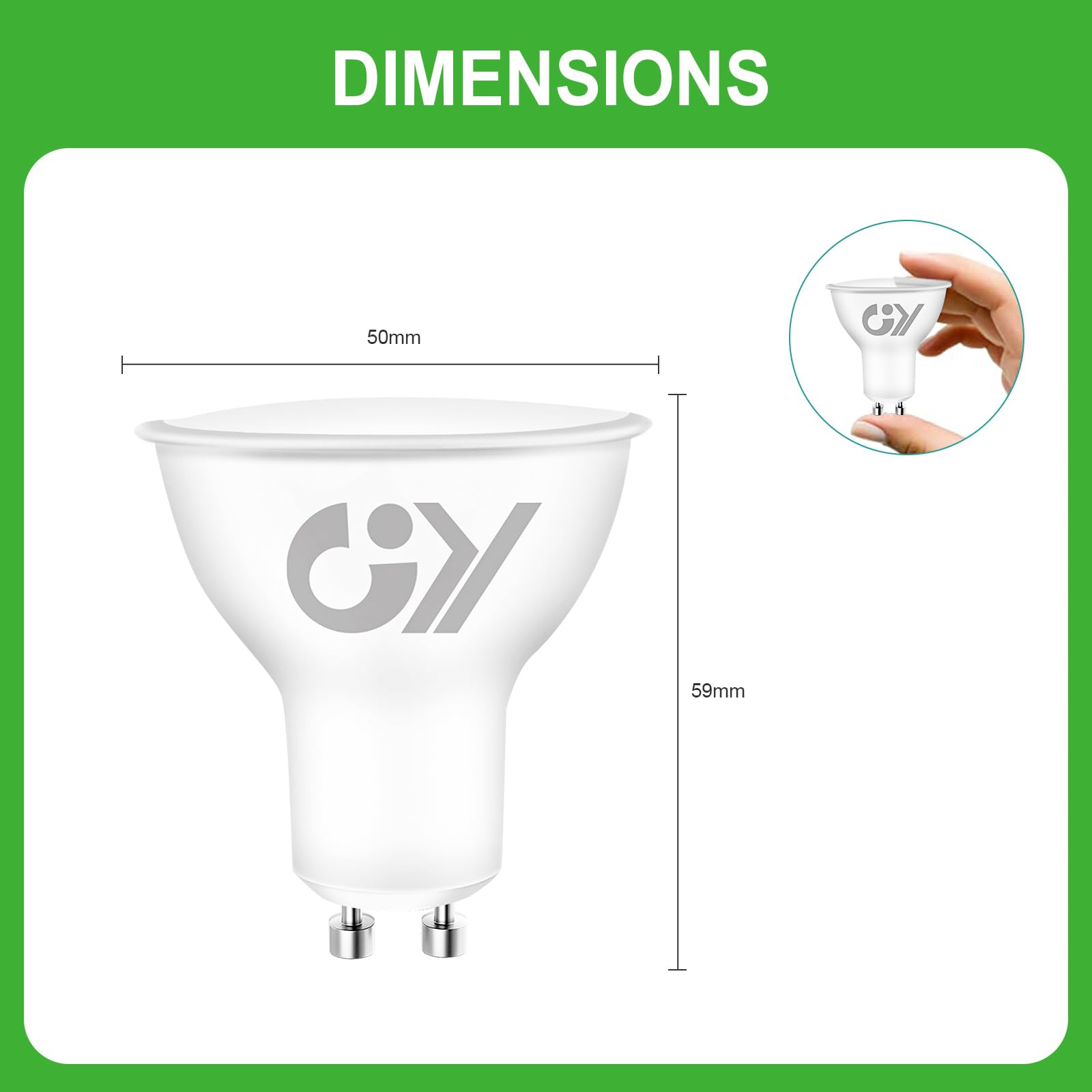 GY Lampadine GU10 LED, 6.5W (equivalenti a 100W), 1025 Lumen, 6500K Bianco Fredda, Risparmio Energetico LED GU10, Lunga Durata, Basso Consumo, 120° Angolo del Fascio,Non Dimmerabile, 10 pezzi