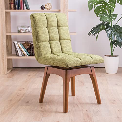 回転ダイニングチェア 木製チェア 布張り 同色2脚セット 椅子 イス 回転チェア ファブリック クッション ダイニングチェア ウォールナット×グリーン チェアー(2脚セット)