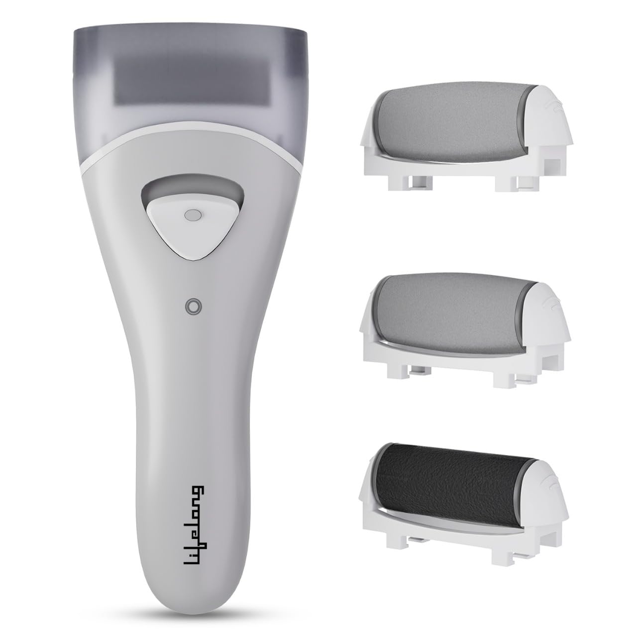 Lifelong Callus Remover for Feet | Electronic Rechargeable Foot Scrubber for Dead Skin, 3 Changeable Roller Heads with 2 Speeds, Crack Heel Repair Pedicure Machine with IPX6 Waterproof & Focus Light