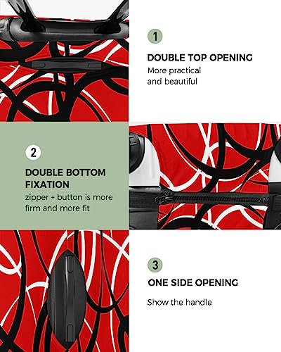 Travel Luggage Cover Spandex Elastic Suitcase Cover for Luggage, Scratch Proof Luggage Cover Protector for Trunk Case 29-32 Inch Luggage, Black and White Curved Texture Red2