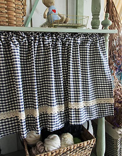 Cenefa rústica de algodón para ventana de cocina con bolsillo para varilla 5