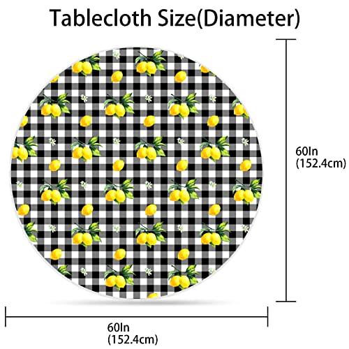 Tolmz Lemon Tablecloth Washable Reusable Anti-Wrinkle Round Tablecloth 60 Inch For Home Parties Indoor Dinner And Outdoor Picnic Kitchen Dining Decor #TOP3