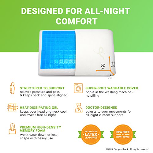 Supportiback Oreiller mémoire de Forme thérapeutique Confortable, dissipateur Thermique, Gel Frais, côtés réversibles, Housse hypoallergénique Lavable, conçu médicalement, soulage Nuque, Bas du Dos Supportiback Oreiller mémoire de Forme thérapeutique Confortable, dissipateur Thermique, Gel Frais, côtés réversibles, Housse hypoallergénique Lavable, conçu médicalement, soulage Nuque, Bas du Dos