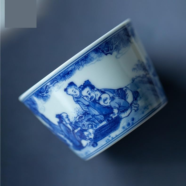 Kung Fu kubek do herbaty ręcznie malowany ceramiczny kubek do herbaty Kung Fu doniczka kubek, niebiesko-biała porcelana małe kubki do herbaty