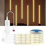 AIMENGTE COB LED Strip, 2m 6 Rolls Cabinet Light, 12V Warm White Acoustic Panels Cuttable COB LED Strip, with Touch and Hand Sweep Dimmer Switching, for Wine Cabinets, Shelves, Cupboards, Kitchen