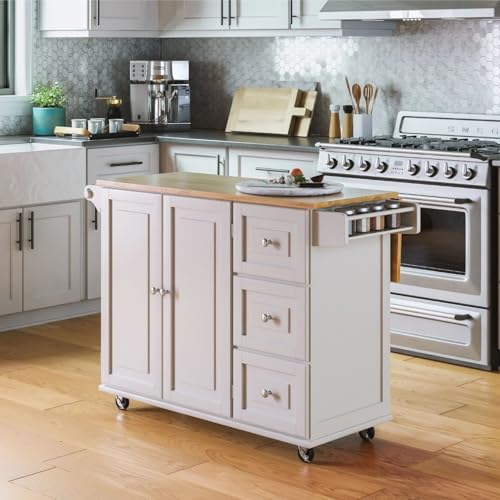 Homestyles-Dolly-Madison-Off-White-Mobile-Kitchen-Island-Cart-with-Wood-Drop-Leaf-Breakfast-Bar Homestyles Dolly Madison Off White Mobile Kitchen Island Cart with Wood Drop Leaf Breakfast Bar