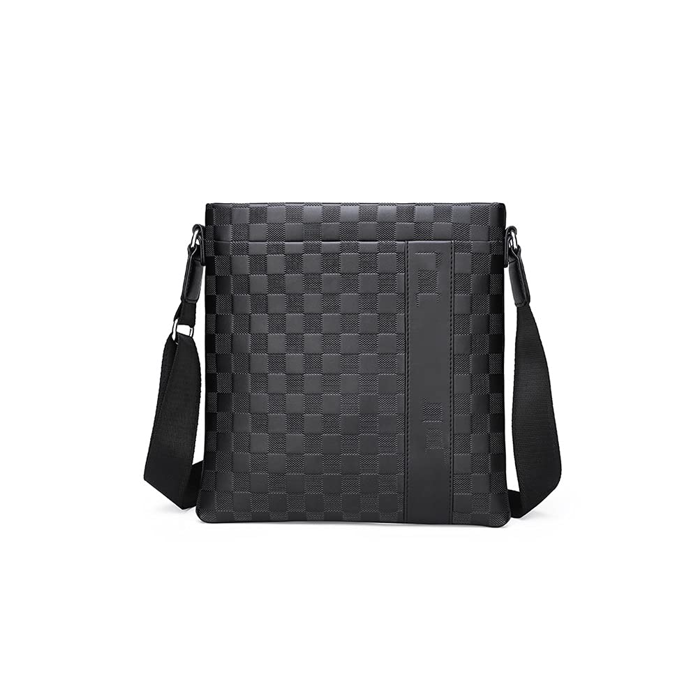 ZALHIN Backpacks for Men Shoulder Bag Luxury Men's briefcase Business Plaid Bag for Male Leather Handbag Crossbody Bag (Color : Hortel�)-image-39