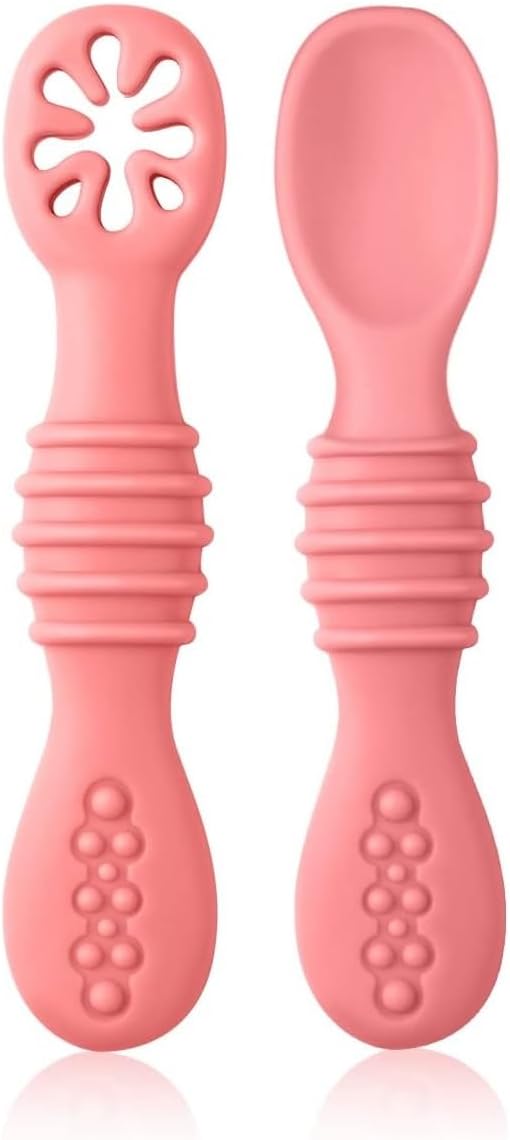 Even Soft Tip Silicon Spoons for Baby Feeding First Stage Spoons for Babies (Silicon Spoon Pink) - Silicone, 11 Cm