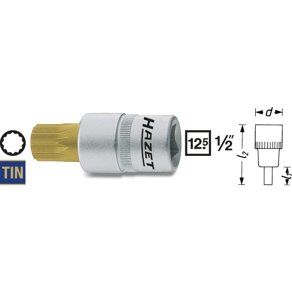 Hazet 990S-14 Douille Mâle à Chocs XZN M14 - Carré 1/2" 24mm 6 Pans, Fabriqué En Allemagne