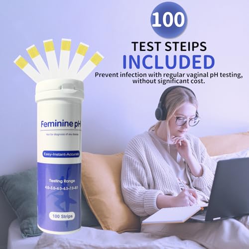 Homcoice Vaginaler pH Teststreifen (100 Streifen) Weiblicher pH Test zur Überwachung der vaginalen Intimgesundheit und zur Vorbeugung von Infektionen, genauem Säure- und Basengleichgewicht