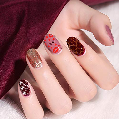 Biutee Nail Stamping Plates Set 12Pcs Template Image Plates 8 Colors Nail Art Stamping Gel Polish 1Pcs Storage Bag 1PCS Stamper with 1PCS Scraper Manicure Stencils Tools - Thumbnail 5