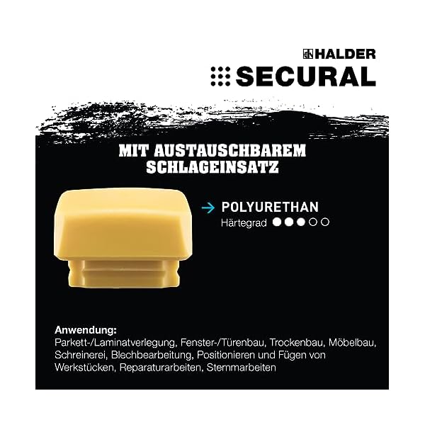SECURAL-Schonhammer, Kopf und Stiel bruchsicher aus einem Stück Stahl, Schlageinsätze rechteckig – Bild 5