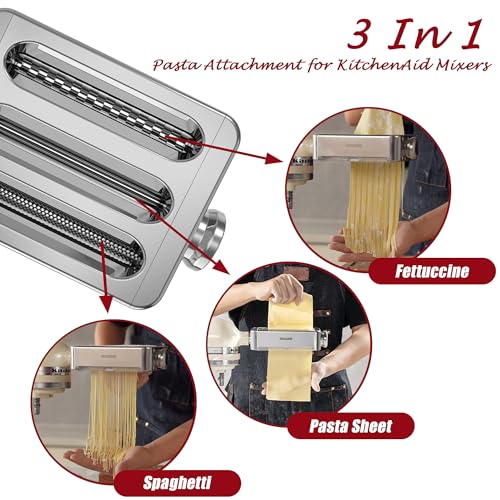 All-Metal-Pasta-Maker-Attachment-for-KitchenAid-3-In-1-Pasta-Attachment-for-Kitchen-Aid-Stand-Mixer-8-Gears-Adjustable-Pasta-Roller-Attachment-for-Fettuccine-Linguine-Pasta-Sheets All Metal Pasta Maker Attachment for KitchenAid 3 In 1 Pasta Attachment for Kitchen Aid Stand Mixer 8 Gears Adjustable Pasta Roller Attachment for Fettuccine Linguine Pasta Sheets