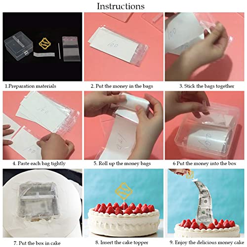 Caja de dinero para pastel de 2 piezas para sorpresas en cumpleaños 6