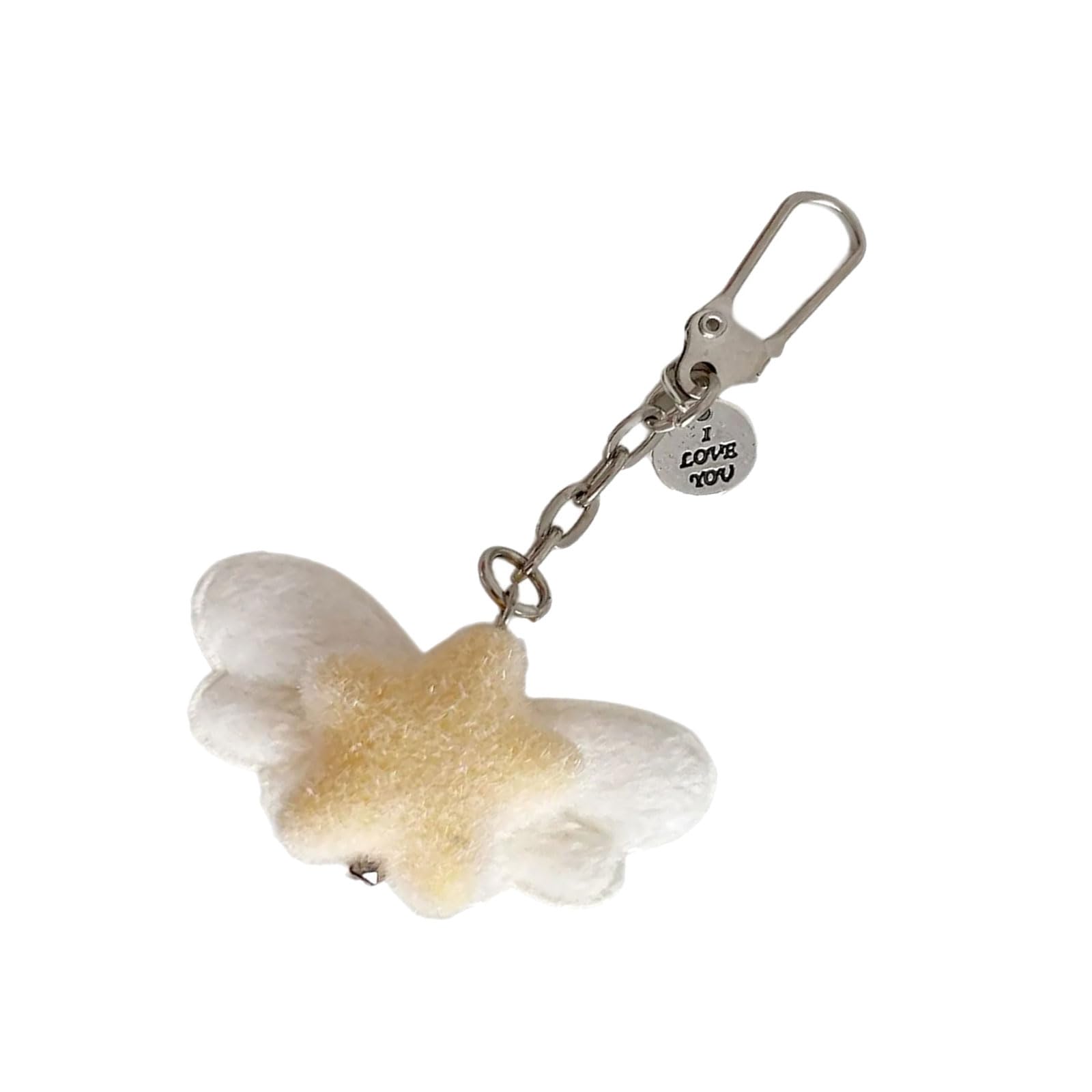 APGLSXY Flocking Materials Star Keychain Fuzzy Angel Wing Ornament Stylish Practical Students Girls Friend Plush Keychain Accessory