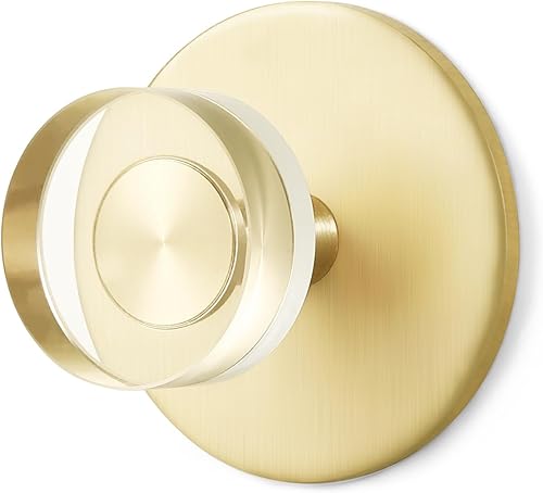 Paquete de 4 ganchos adhesivos de cristal para toallas de baño, ganchos de pared dorados para colgar batas, abrigos, cocina, decorativos de aleación