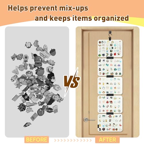 Image of PACMAXI Hanging Enamel Lapel Pin Display Panels Organizer With 5 Loose-leaf Board Pieces, Brooch Pin Enamel Pin Display Pages, Badge Collection Display Holder Holds At Least 120 Pins. (Off White)
