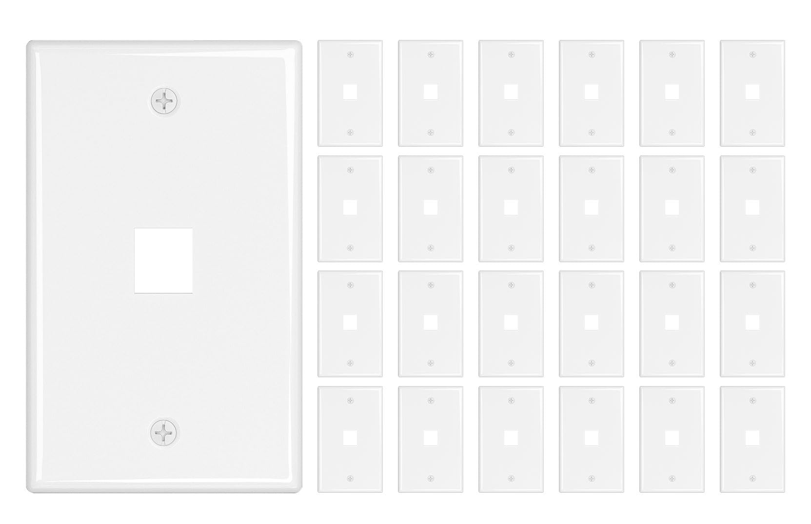 iwillink 1-Port Keystone Wall Plate, 25-Pack White