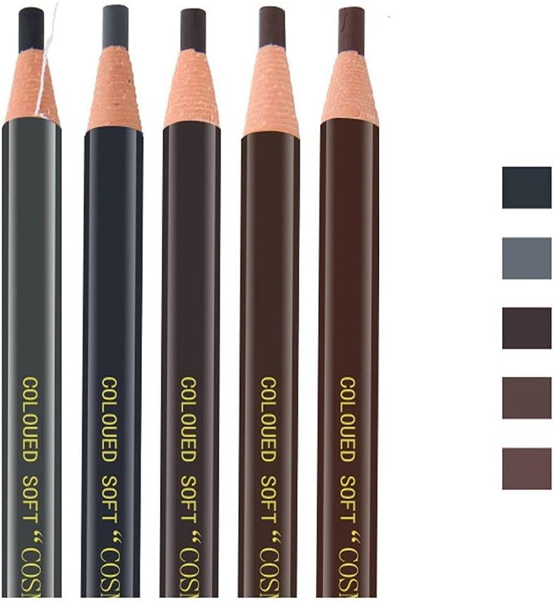 Pinkiou Eyebrow Pencil Set, Peel-off Waterproof Eyebrows Pencils for Drawing Marking Eyebrow Makeup Brown,Dark Brown,Light Brown,Black, Gray, (Pack of 5)