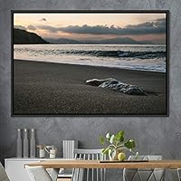 Framed Canvas Wall Art Coastal Freedom Aerial Beach Beach Coastal Cool Minimalism Multicolor Photography Relax/Calm - 16x24 inches