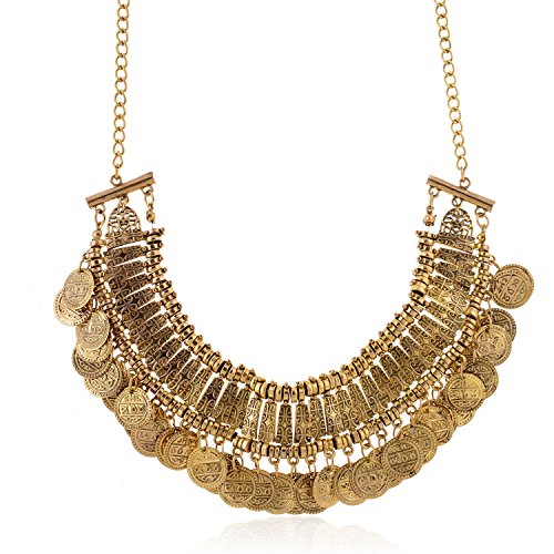 LUREME Vintage Engraved Coin Bib Statement Necklace Clavicle Necklace (01003295)