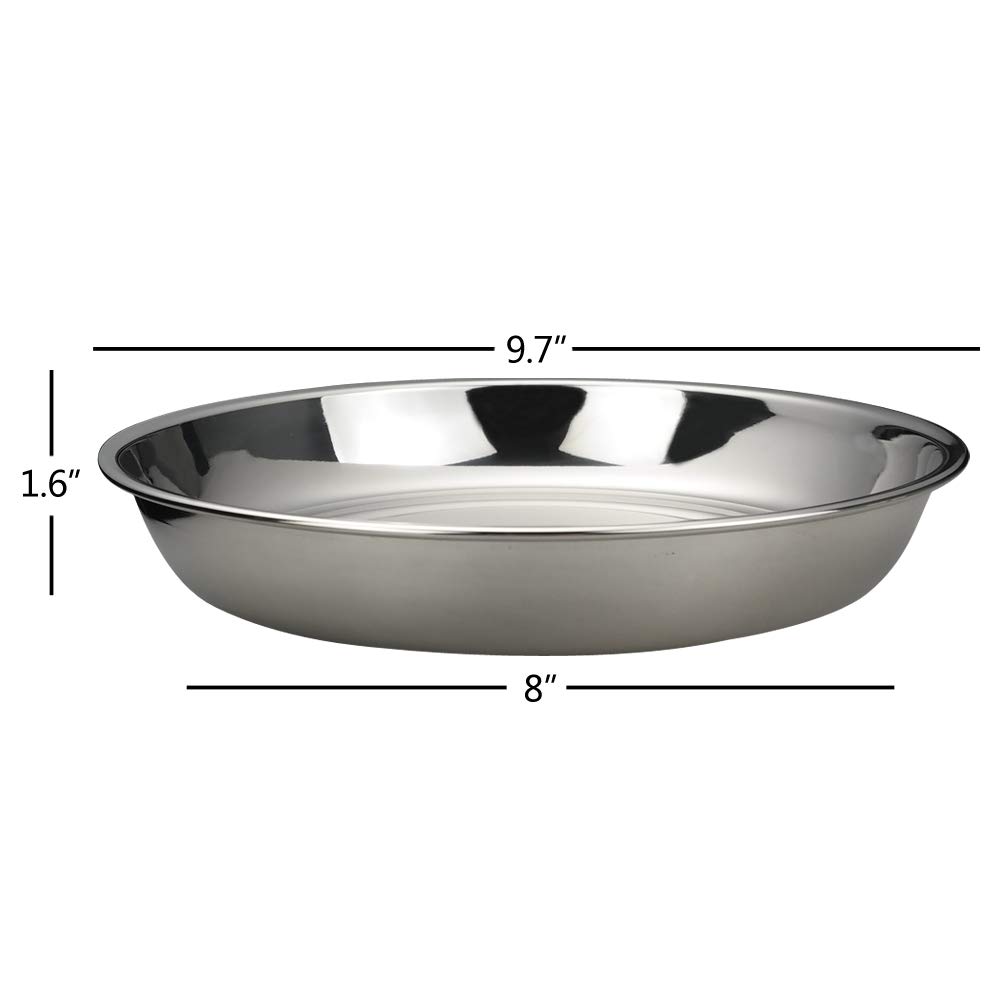 Set di 4 piatti piani rotondi in acciaio inox 304, piatti da portata