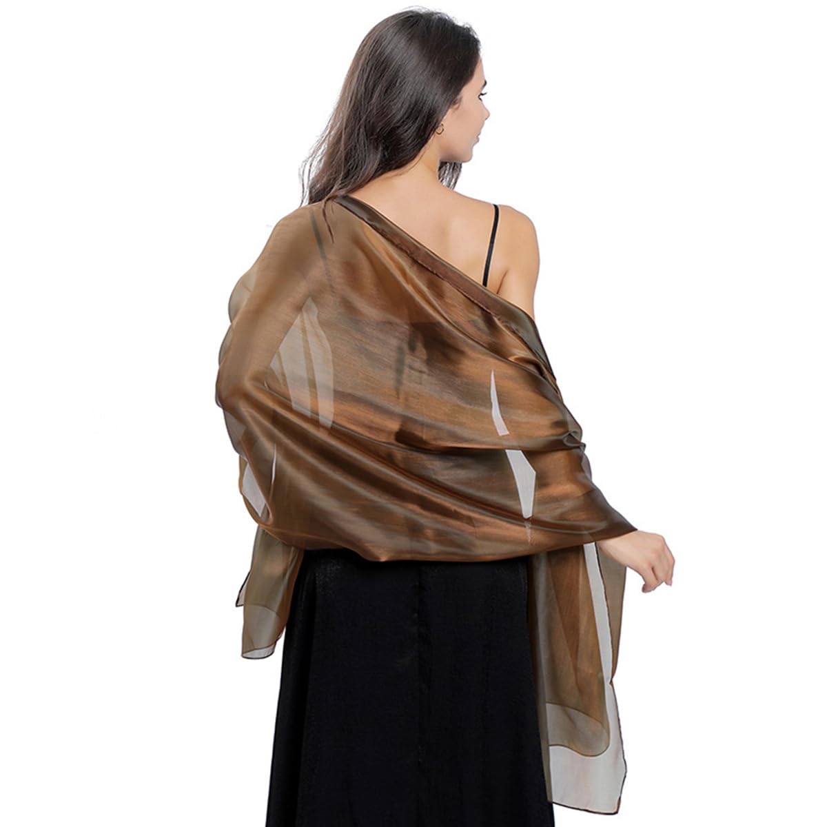 LumiSyne Mujer Sedoso Chales y Envolturas Para Vestido De Noche Brillante Bufanda Iridiscente Tul Ligero Largo Fulares Elegante Chal Estola Chales De Fiesta Para Novia Dama De Honor Boda Bola