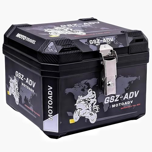 バイク リアボックス 用 48L大容量 トップケース ケース ボックス オートバイボックス モノキーケース アル 四角 取り付けベース付き 軽量 四角 耐衝撃 防犯対策 キーロック可能 取付ベース 簡単脱着 汎用 スーパーカブ/原付等 防水 防塵 バックレ