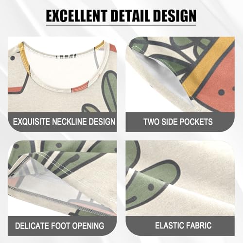 Summer Pajama Set Potted Plants, Short Sleeve Sleepwear Nightwear4