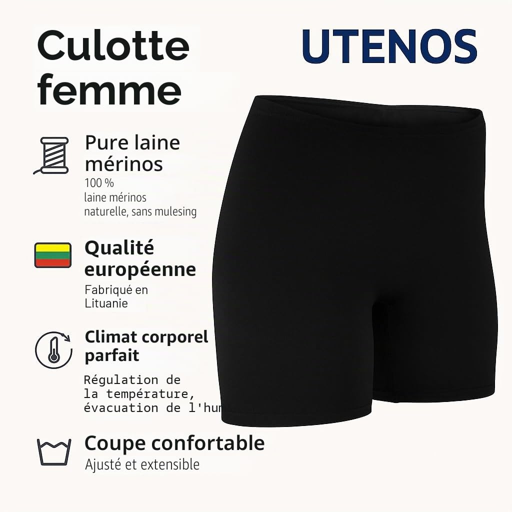 UTENOS 100% Laine Merinos Culotte Caleçon Femme