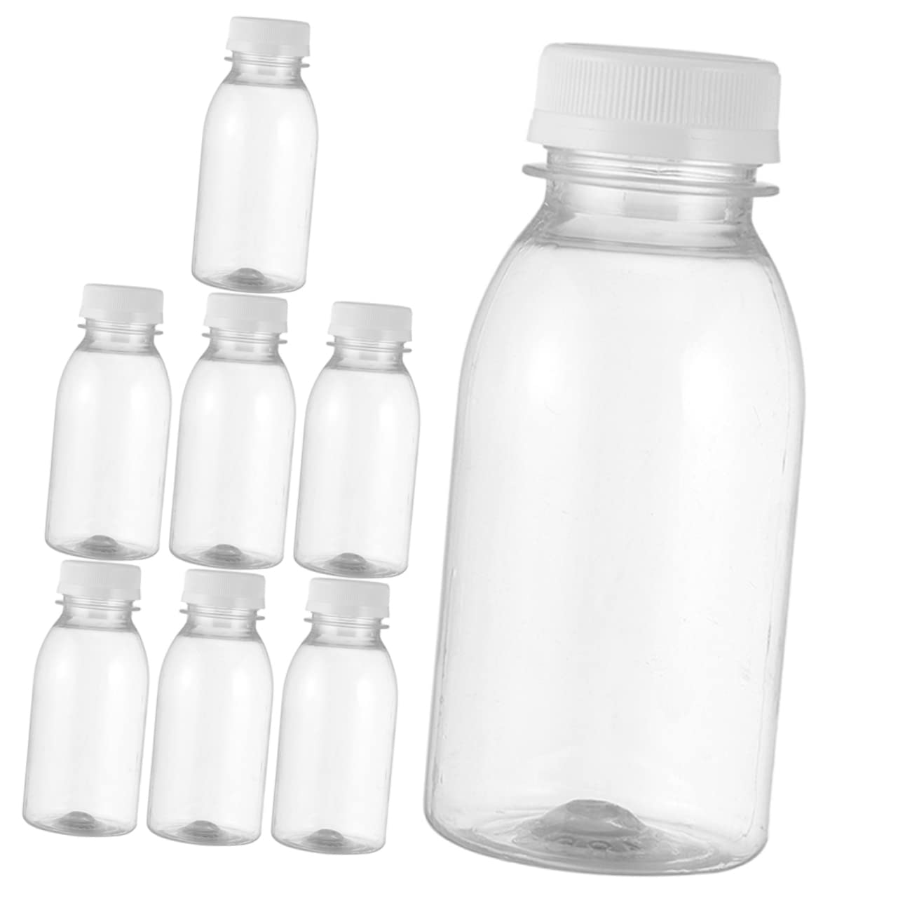 OUNONA 8Pcs Reusable Milk Bottles Transparent Juice Containers Pet Drinking Bottles for Home Use Convenient Storage for Beverages Travel Friendly