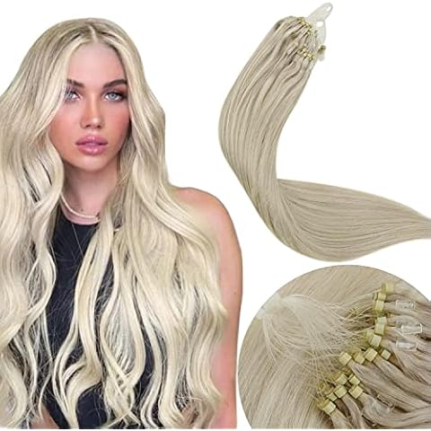 Extensiones de Cabello Humano Rubio LaaVoo Micro Loop con Anillo Frío Cover