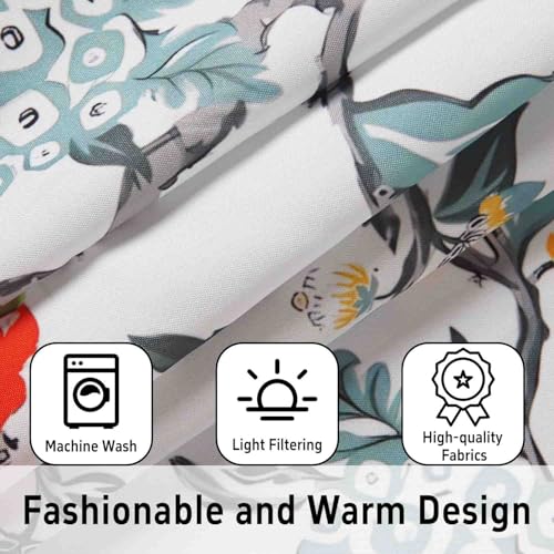 Image of Floral Kitchen Curtains 3 Piece Set Tier Valance Window Decor