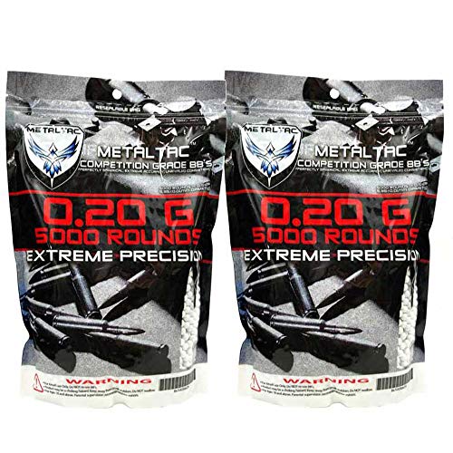 MetalTac 0.2g BB 10,000 Round Bag Airsoft 6mm BBS Perfect Grade Pellet 6mm for Airsoft Guns Ammo