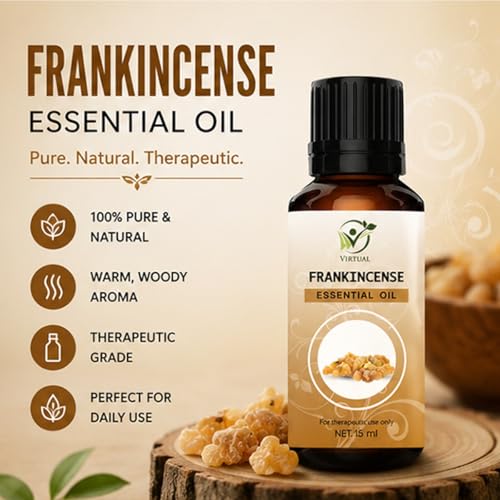 Image of VIRTUAL Frankincense Essential Oil 15ml Pure Aromatherapy Essential Oil for Diffuser Massage Spa Relaxation Home Fragrance and Wellness