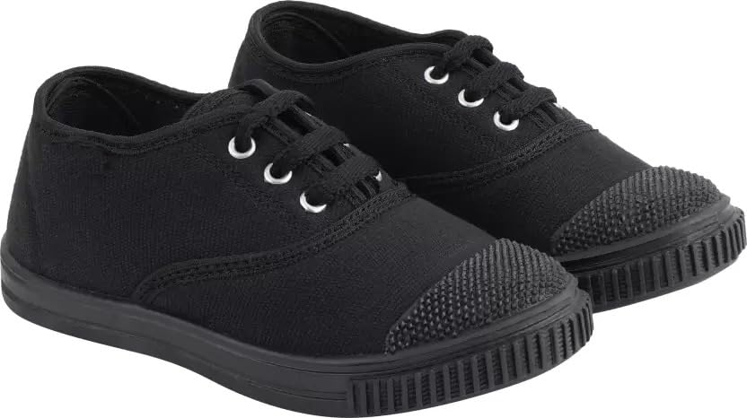 5647 Boys and Girls Tennis Shoes Black and White (Black, Numeric_6) 1