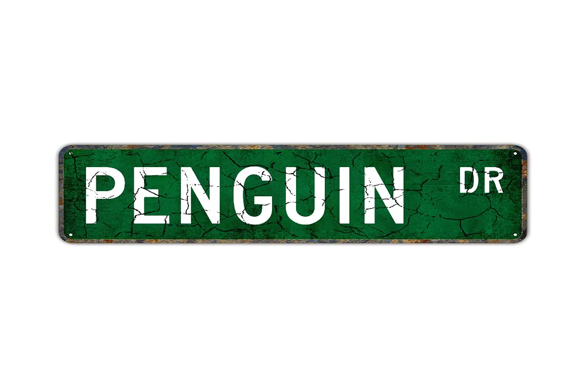 Penguin Retro Tin Signs Aluminum Metal Sign for Kitchen Home Garden Wall Bar Cafe Decor 4x16 Inch