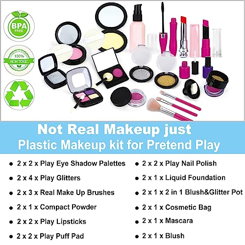 image for TEPSMIGO 2 Pack Pretend Makeup Kit for Girls, Kids Pretend Play Makeup
