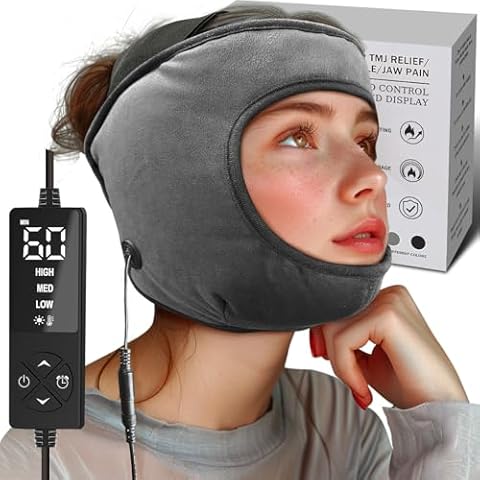 sticro Electric TMJ Heating Pad for Jaw Pain, Moist Heat for TMJ Relief with 3 Temp & 5 Timer Settings, Super Soft Heated Face Mask for Chin Cheek Jaw Clenching Relief Cover