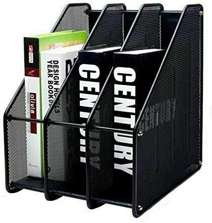 Miniatura 3 de 3 ranuras de escritorio titular de archivos de malla negra organizador de escritorio revista titular de archivo organizador vertical de archivos