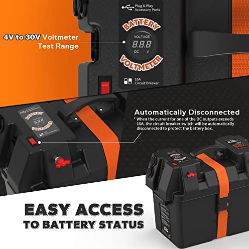 Image of LiTime 12V 20A Lithium Battery Charger 14.6V LiFePO4 Battery Charger AC-DC Smart Charger with Portable Battery Box Fits Group 24 /27 Size Batteries