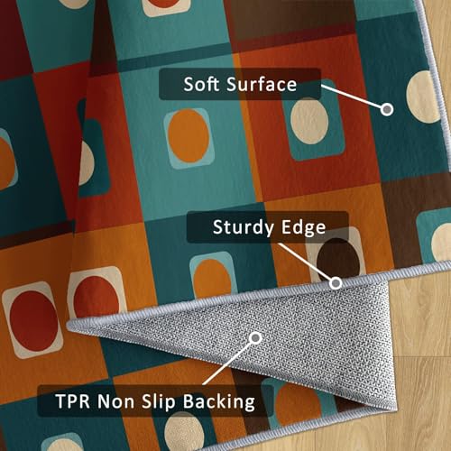Tapis de chevet géométrique bleu lavable antidérapant 190x250 - 6
