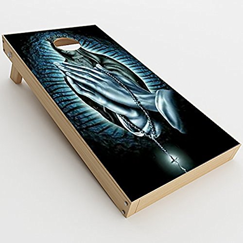 Skin Decals Vinyl Wrap for Cornhole Game Board Bag Toss (2xpcs.) / Prayer Praying Hands Mary