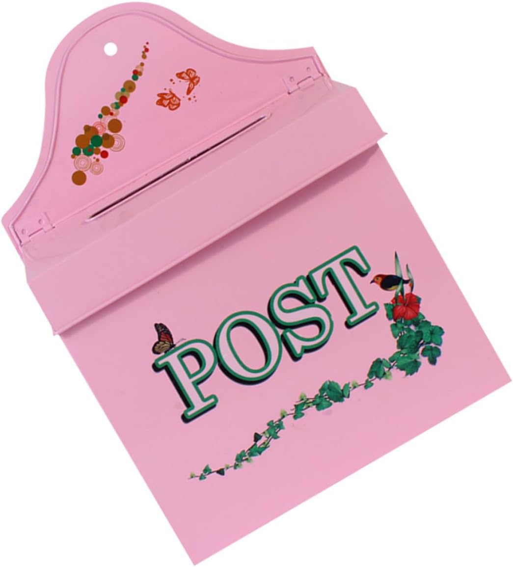 Retro Metal Wall Mount Mailbox for Outdoor Use, Classic Rose Rural Mailbox with Sturdy Construction, Wall Mounted Letter Box for Home Exterior and Garden Decor