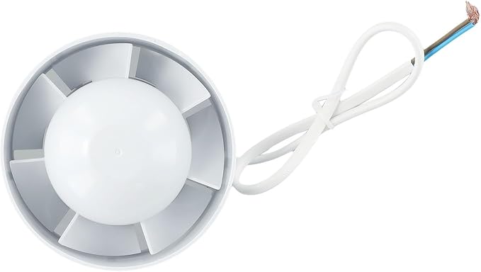 Ventilador de ventilación en línea de 6 pulgadas, caudal de aire alto (320 m3/h), para extracción en cocina, baño y invernadero, bajo ruido, unidad blanca de ABS miniatura 8